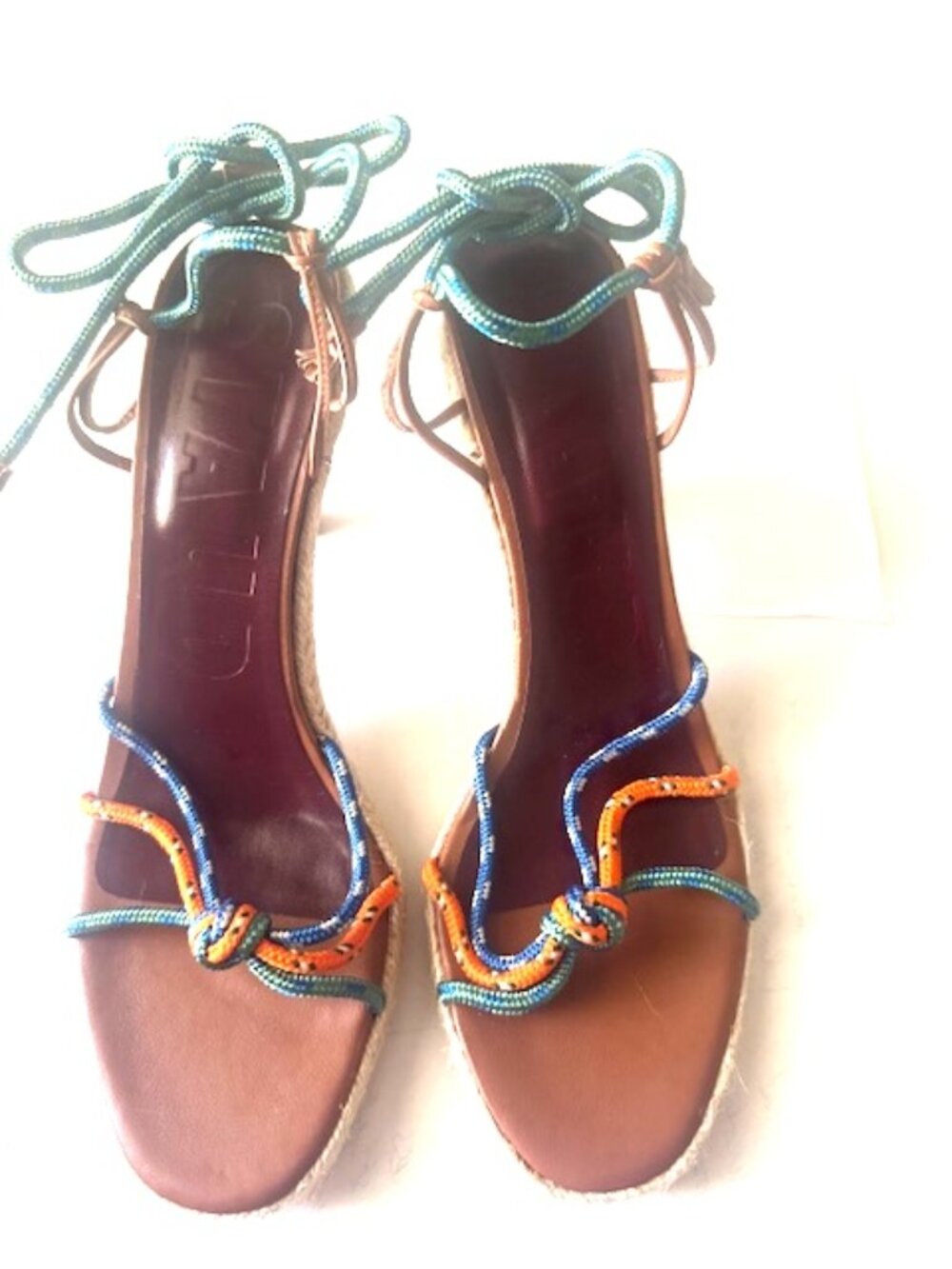 STAUD Multi Colored Rope Ankle Tie Sandals